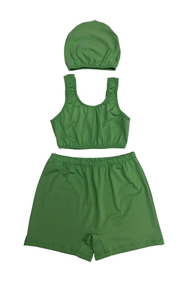 Girls' Lycra Diving Suit with Shorts Swimsuit Waiter Size