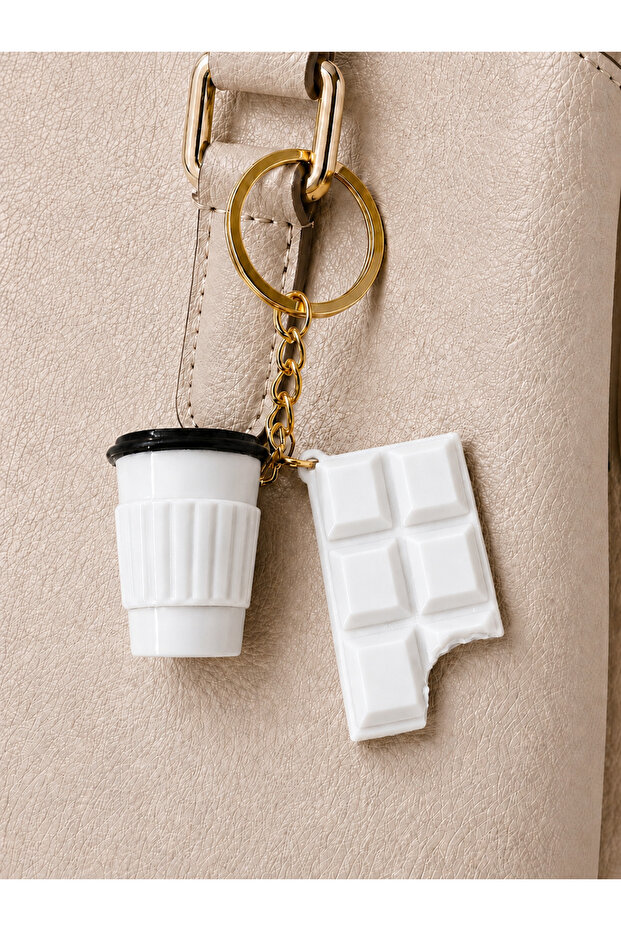2-Piece Bag Charm and Keychain. Chocolate and Drinks