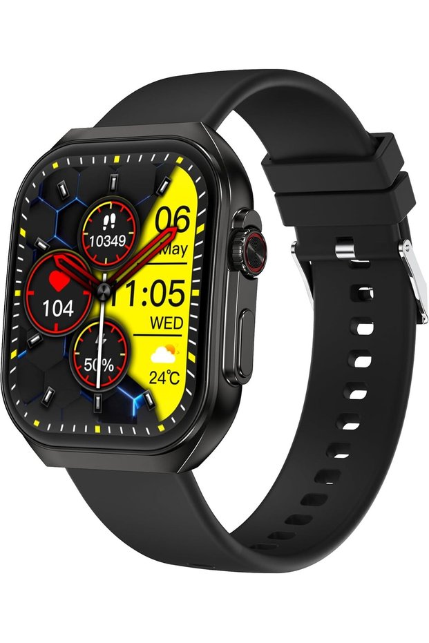 H Watch Curve Smart Watch, 2.04” AMOLED 2.5D Curved Display, Bluetooth Calling, AI Watch Faces, ChatGPT, IP68, 7 Days Battery, 120+ Sports Modes (Black)