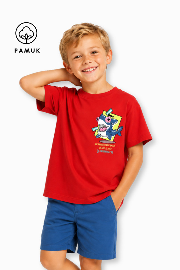 Shark Printed Casual Short Sleeve Summer Boy's T-Shirt