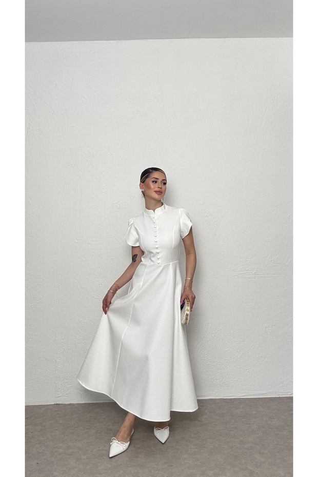 Buttoned Midi Dress