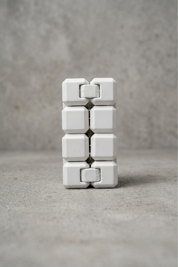 Infinite Loop Cube Fidget Toy Stress Relief Focus Enhancer Magic Intelligence Cube - White