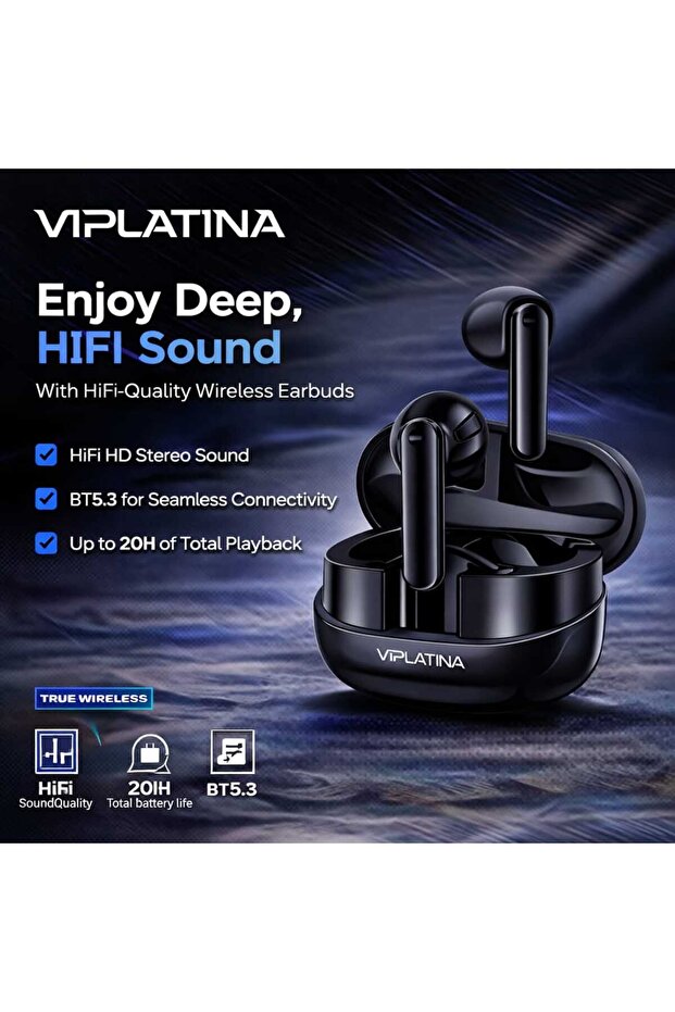 HiFi Wireless Earbuds BT5.3 Stereo Sound 20H Playback
