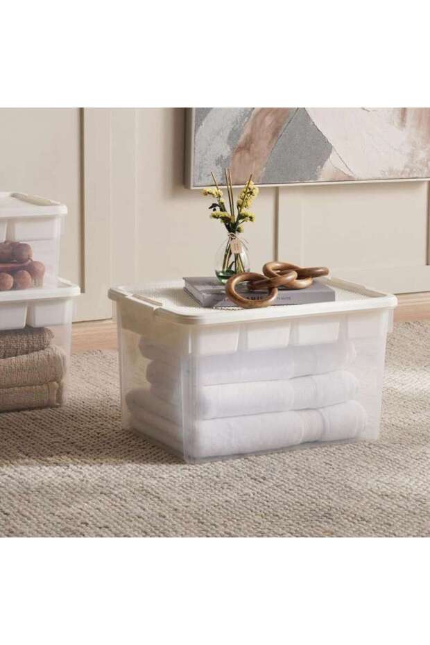 Building Blocks Storage Box with Tray Compartment 50.5x37x29.3 cm-White