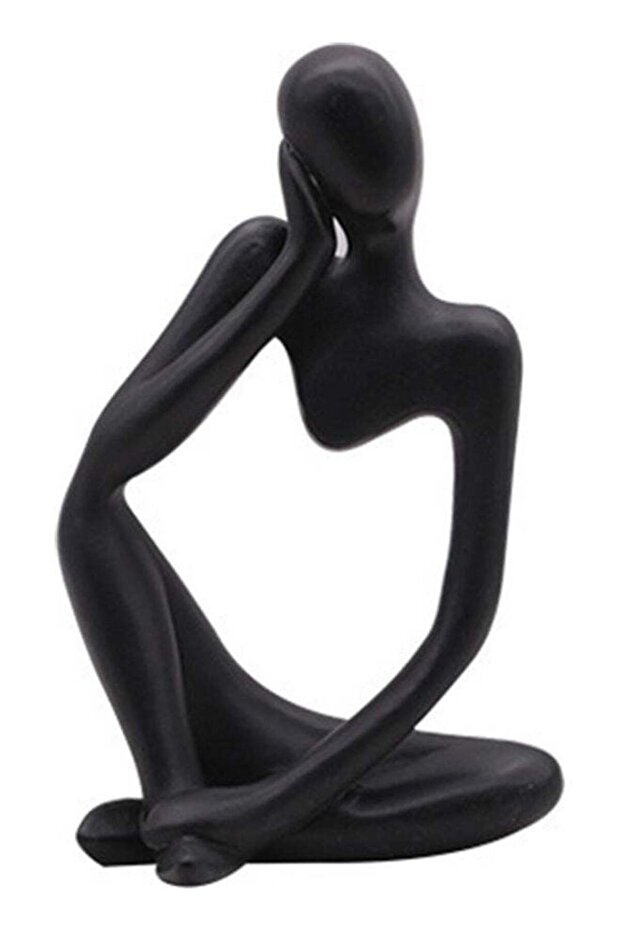 Abstract Handmade Resin Modern Hollow Thinker Sculpture Black