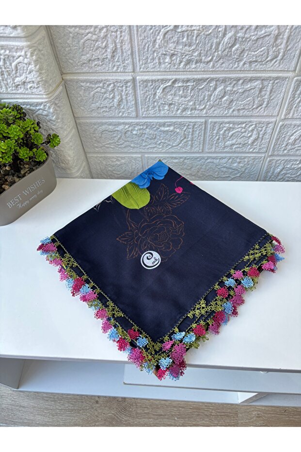 Needle Embroidered Handmade Scarf, Cheesecloth Writing, Dowry Gift