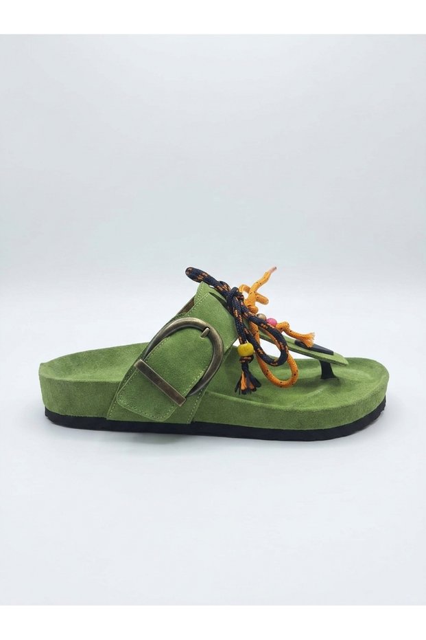 Women's Ss104 Genuine Suede Leather Orthopedic Cork Sole Slippers