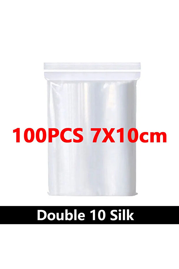 Double Sided 10-Silk 7x10cm(100pcs) 100Pcs Thicken Zipper Sealed Bags Clear Plastic Storage Bag for