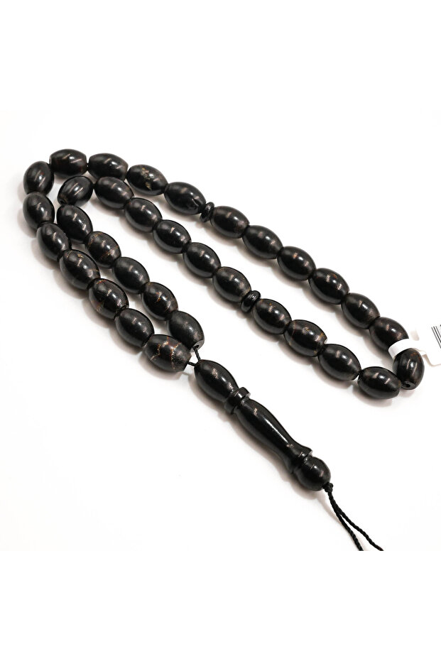 Simple Yusr Rosary 33 Beads 8.5x11.5mm Black Oval Beads 24g