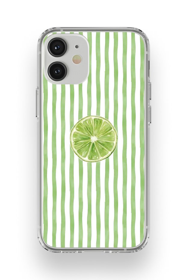 iPhone 12 Mini Compatible Lime Slice Patterned Transparent Phone Case