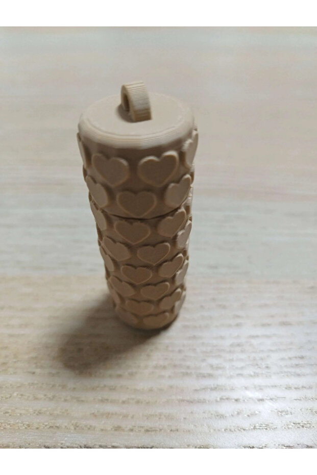 Heart Patterned Lip Moisturizer Holder Screw-On Mini Keychain