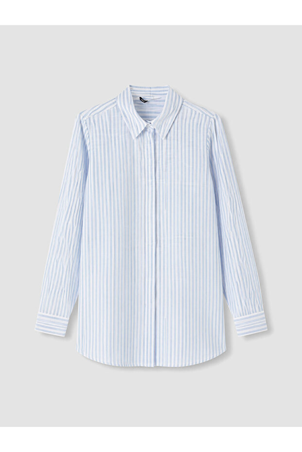Lcw Everyday Blue Striped Poplin Women's Shirt Tunic
