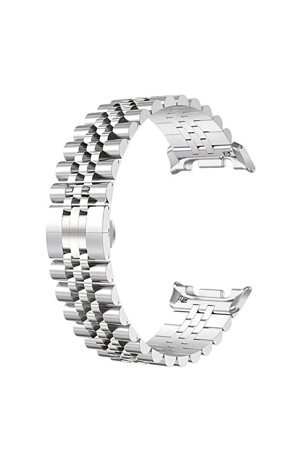 LL Silver Stainless Steel Link Smartwatch Band Compatible with Samsung Galaxy Watch 8 Classic with Adjustable Fit Replacement Strap for Daily Wear