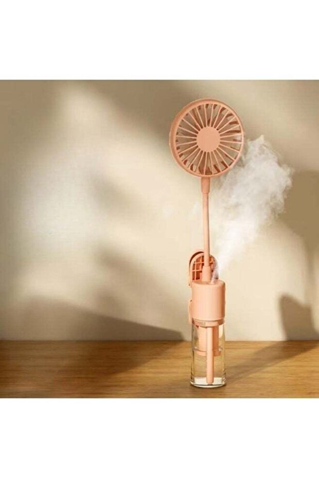 Pink Handheld Spray Fan with Mist – Dual-Purpose Portable Clip-On Fan and 4 Adjustable Wind Speed Mini Cooling Fan