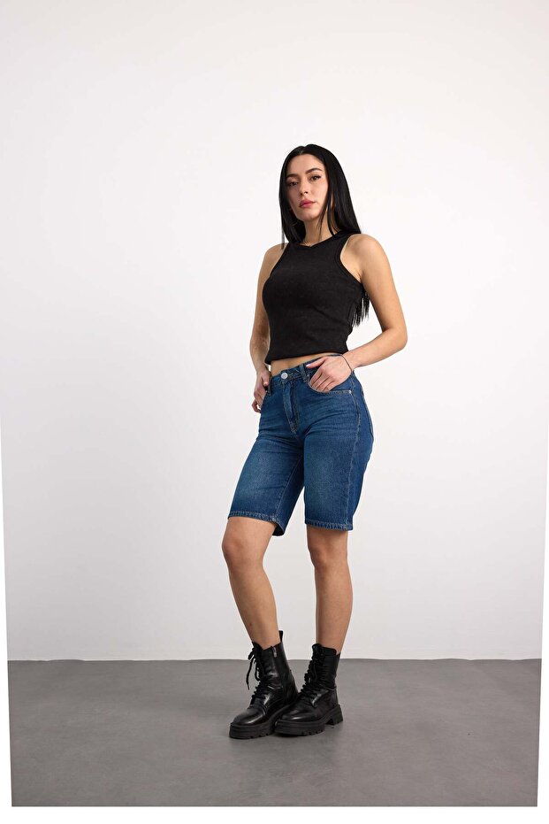 40392-73602 Women's Wide Leg Denim Bermuda 40392-73602