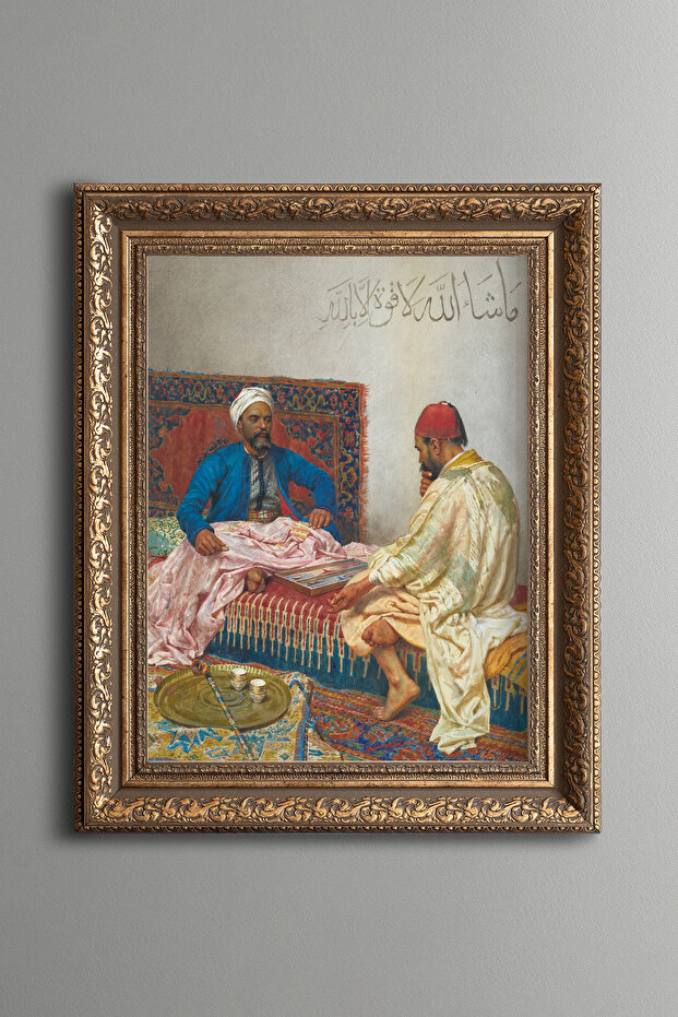 الأشخاص الذين يلعبون لعبة الطاولة - طاولة ذات تصميم عتيق - نموذج سميك