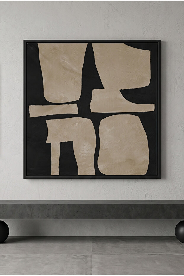 Modern Tan Geometric Wall Art | Framed Canvas Print | Luxury Modern Decor for Living Room, Bedroom, Office & Gift