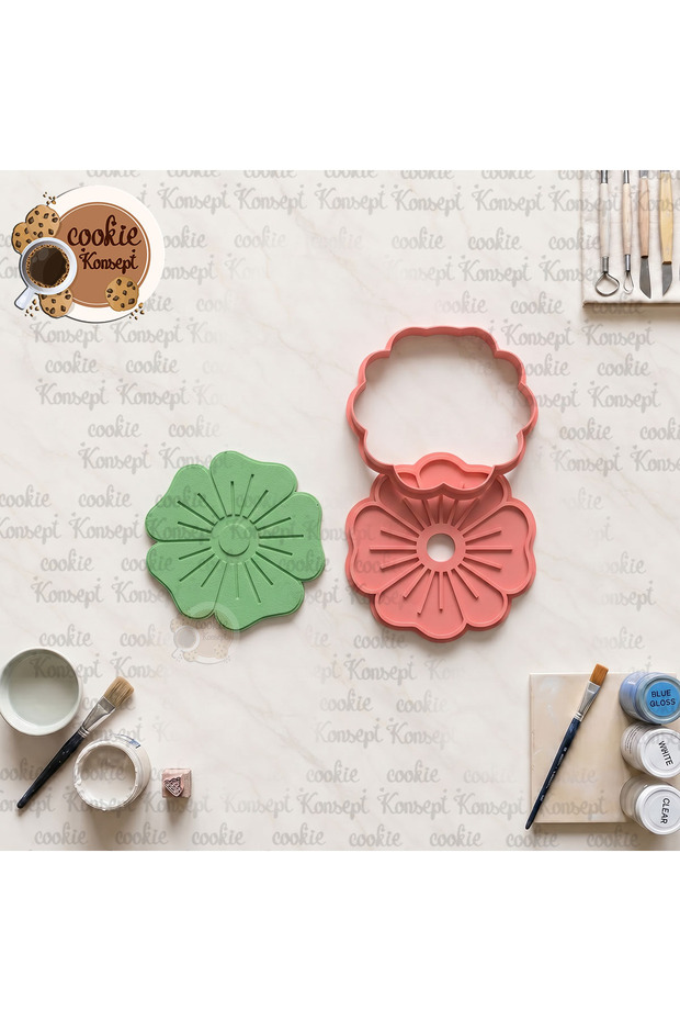 Flower Ceramic Mold # 1 Stamp Frame 12cm | Compatible with Clay, Mud, and Porcelain Dough