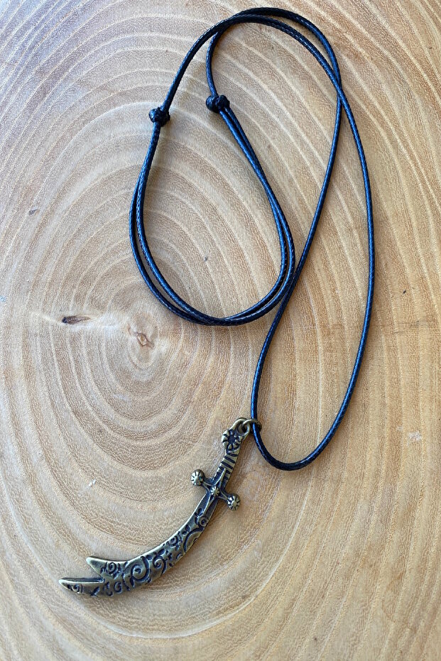 Unisex Black Korean Rope Zulfiqar Adjustable Necklace