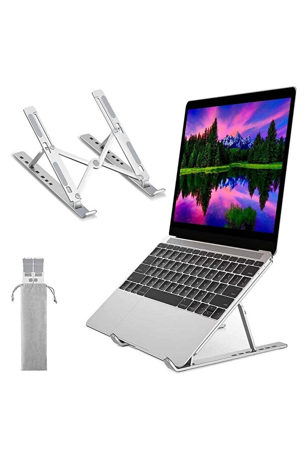 Adjustable Laptop Stand, Portable Aluminium Laptop Riser Laptop Holder for Desk, Foldable Ventilated Cooling Computer Support Stand
