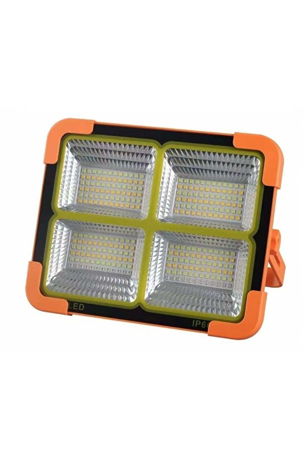 100W Solar LED Flood Light , Portable Rechargeable Emergency Work Light with Power Bank, IP66 Waterproof Outdoor Camping Lamp, 5 Light Modes & Adjustable Stand