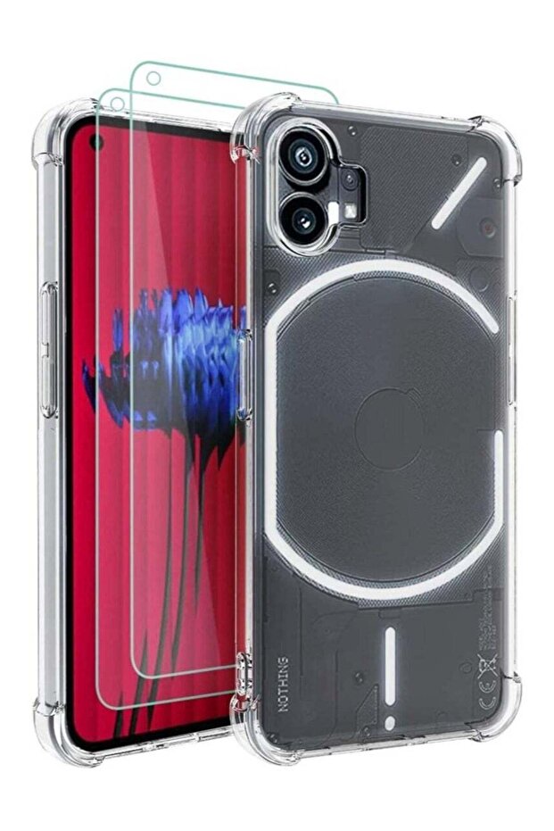 Nothing Phone 1 Case Clear Transparent with 2pcs Screen Protector Reinforced Corners TPU Shock-Absorption Flexible Cell Phone Cover
