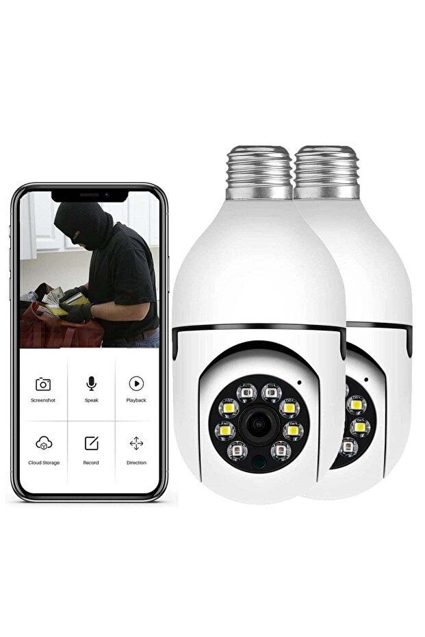 2Pcs Light Bulb Security Camera 2.4GHz & 5G WiFi Outdoor, 1080P E27 Light Socket Security Camera