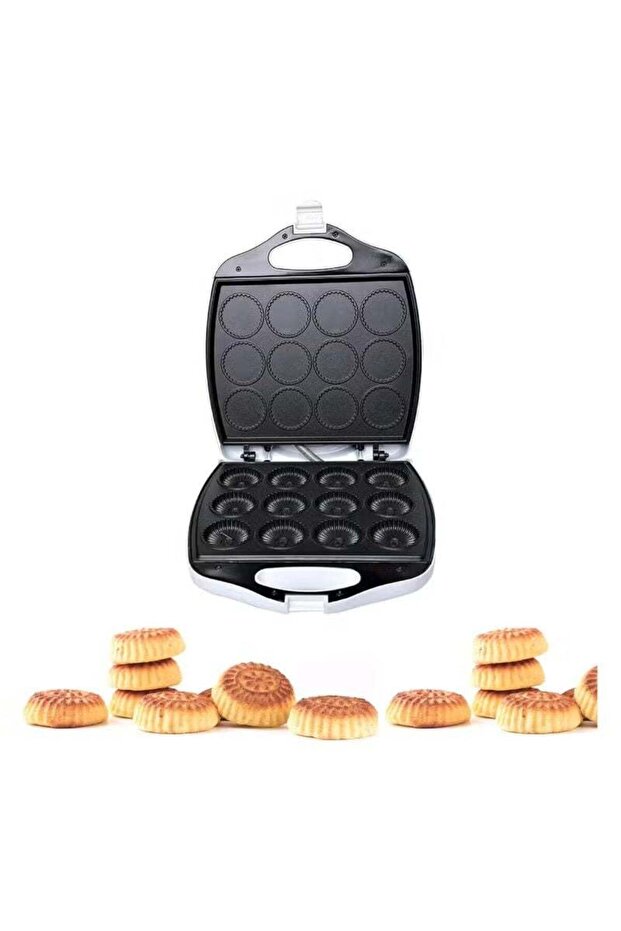 1400W Electric Mamool and Cookie Maker 12 Piece Capacity Non Stick Baking Machine Even Heating Dual Indicator Lights