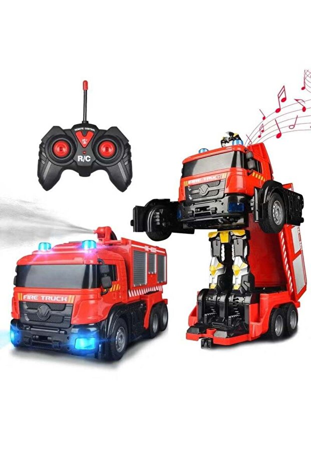 Fire Truck Transforming Robot RC Toy for Kids – 2-in-1 Remote Control Fire Truck Vehicle
