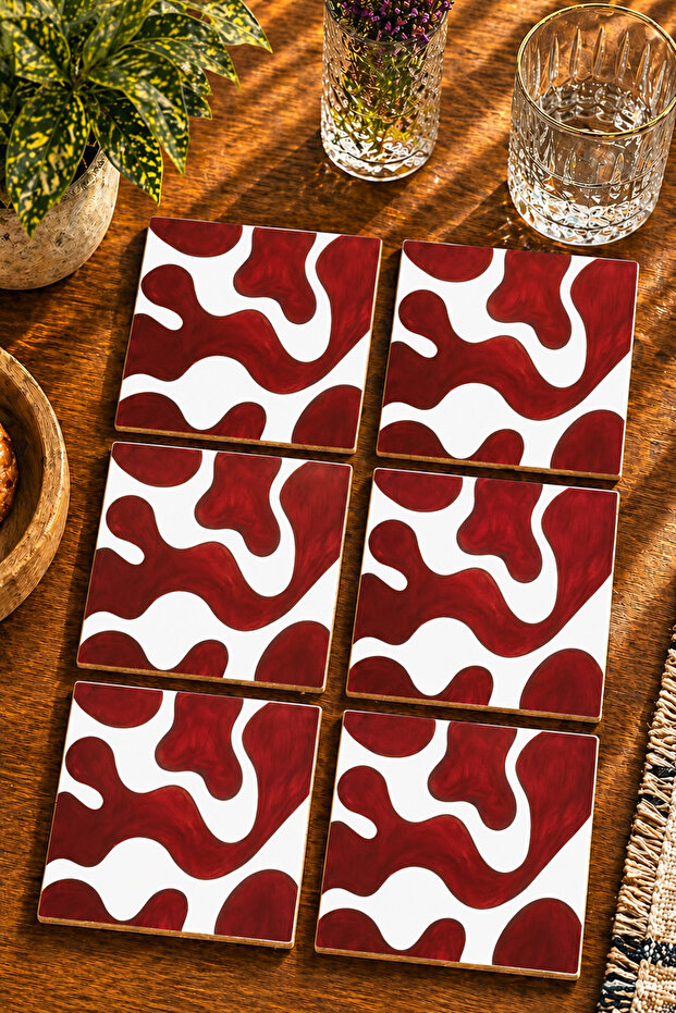 Abstract - Bohemian Modern Set of 6 Coasters - Uv Printing Mdf - 10X10 cm