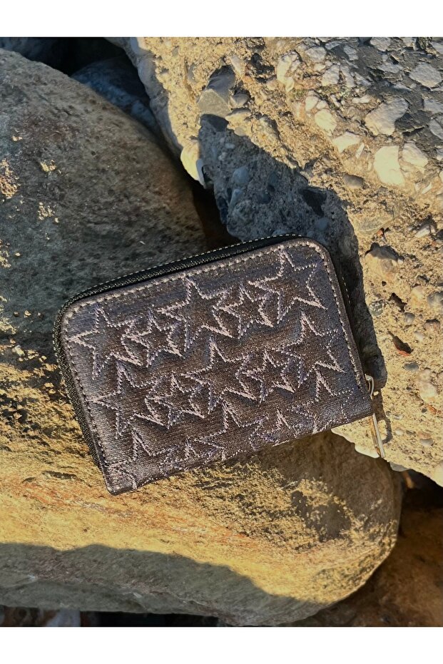 Star Detailed Smoked Small Size Shiny Wallet (Marteniçka Bracelet Is a Gift!) !))