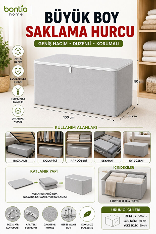 Large Size Storage Bag 100X50X50 cm Zippered Bag Quilt Blanket Clothing Organizer Storage Box for Inside the Closet and under the Bed
