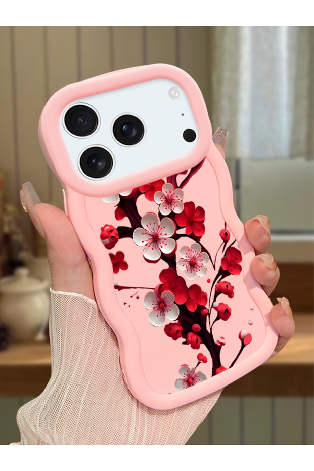 iPhone 17/18 Pro Compatible Case with Camera Protector Pink Silicone Couple Phone Case with Floral Pattern