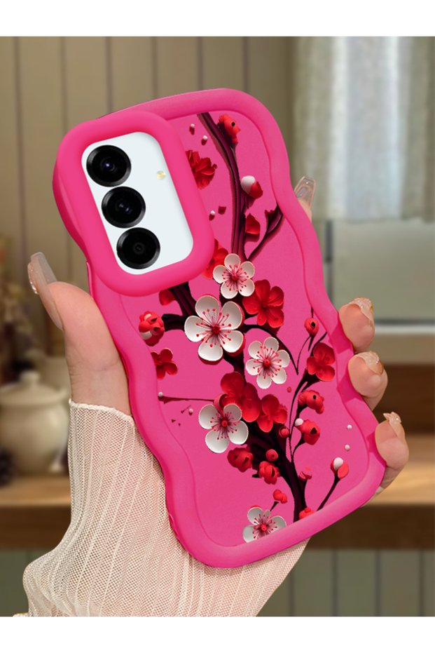 Samsung Galaxy A36 5g Compatible Case Camera Protector Red Silicone Couple Phone Case Floral Pattern