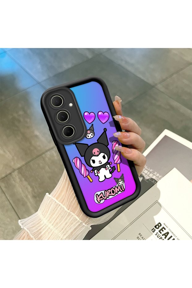Samsung Galaxy A35 Compatible Black Kuromi Pattern Camera Protective Case Silicone Couple Phone Case