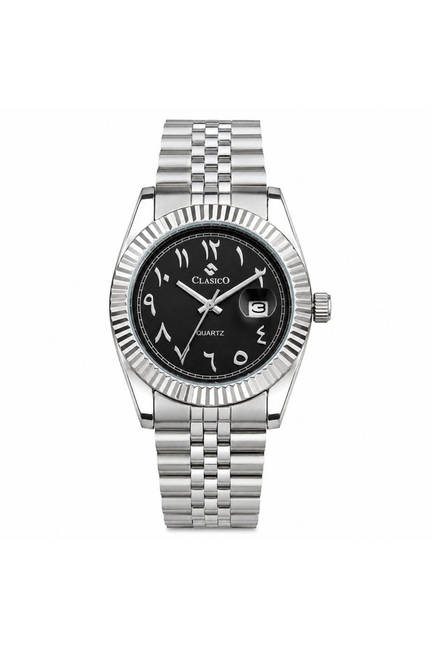 Royale Men's Luxury Watch – Arabic Numeral Dial, Fluted Bezel, Date Display & Premium Stainless Steel Jubilee Bracelet