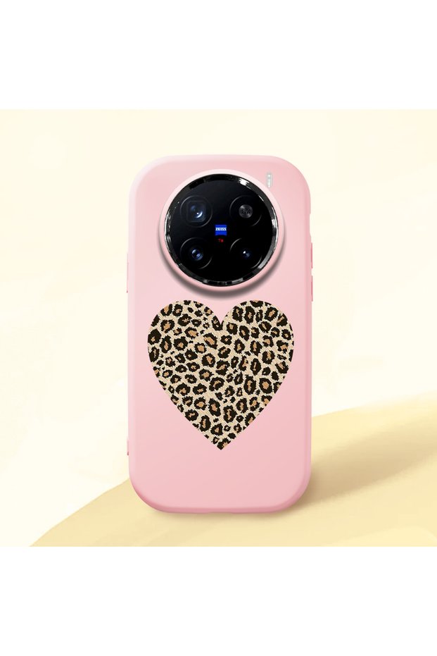 Vivo X200 Pro Compatible Case Camera Protector Pink Silicone Couple Phone Case Heart Pattern