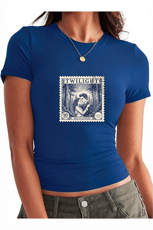 Twilight Printed Cotton Lycra Body Tee Crop T-Shirt