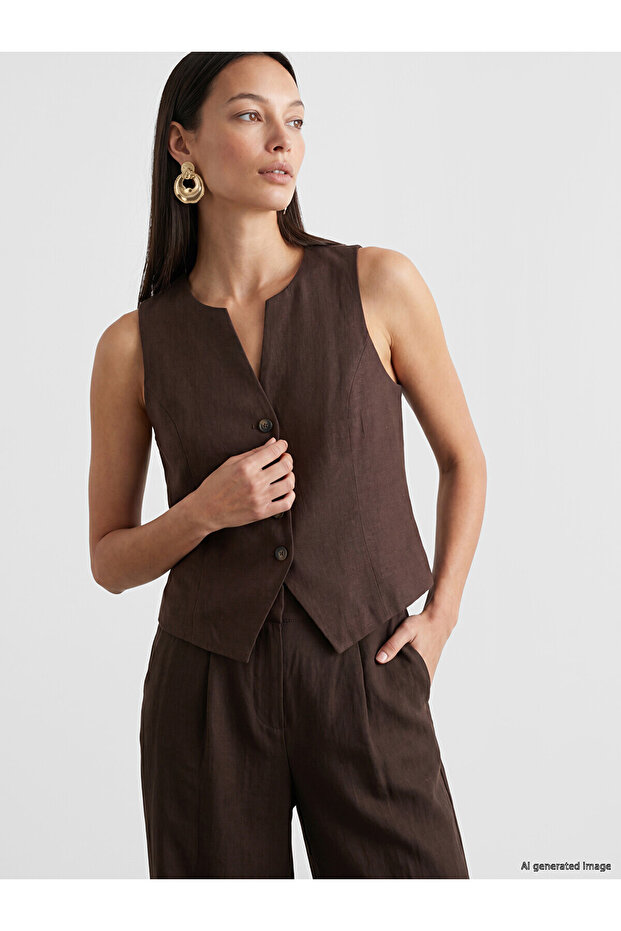 Nevavm Women's Classic Vest with Linen Blend with a Difference