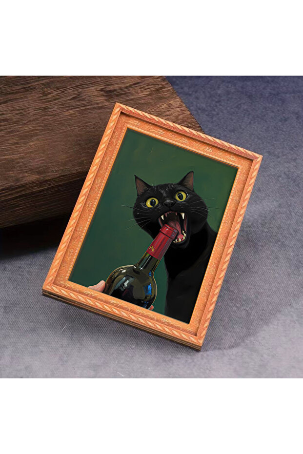 MULTI 1 Piece of Quirky Drinking Black Cat Fridge Magnet, Silly Cat Biting Wine Bottle Magnetic Stic