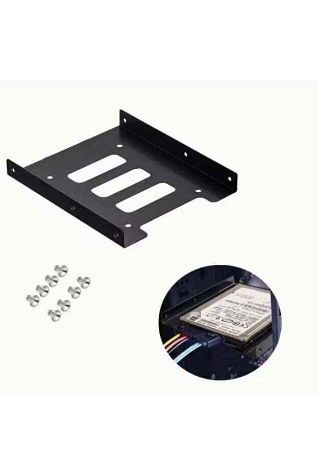 حامل محرك أقراص صلبة SSD مقاس 2.5 إلى 3.5 بوصة - طقم تثبيت معدني مع براغي لحامل أقراص HDD الصلبة