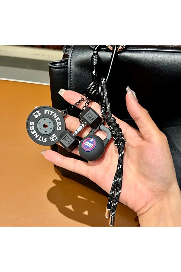 black Dopamine Barbell Plates Keychain Kettlebell Water Cups Simulation Dumbbells Keyring INS Creati