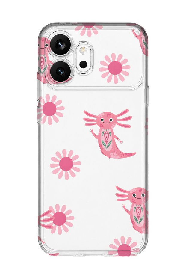 Honor 600 Compatible Pink Axolotl Pattern Transparent Phone Case