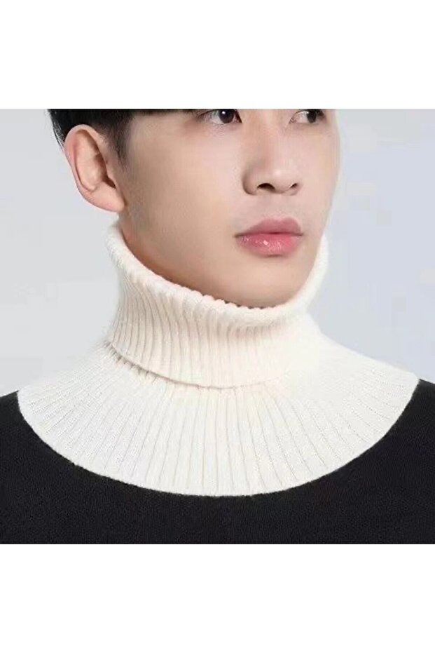03 Winter Detachable Cotton Knitted Turtleneck Collar For Men False Collar Fashion Stripe Design War