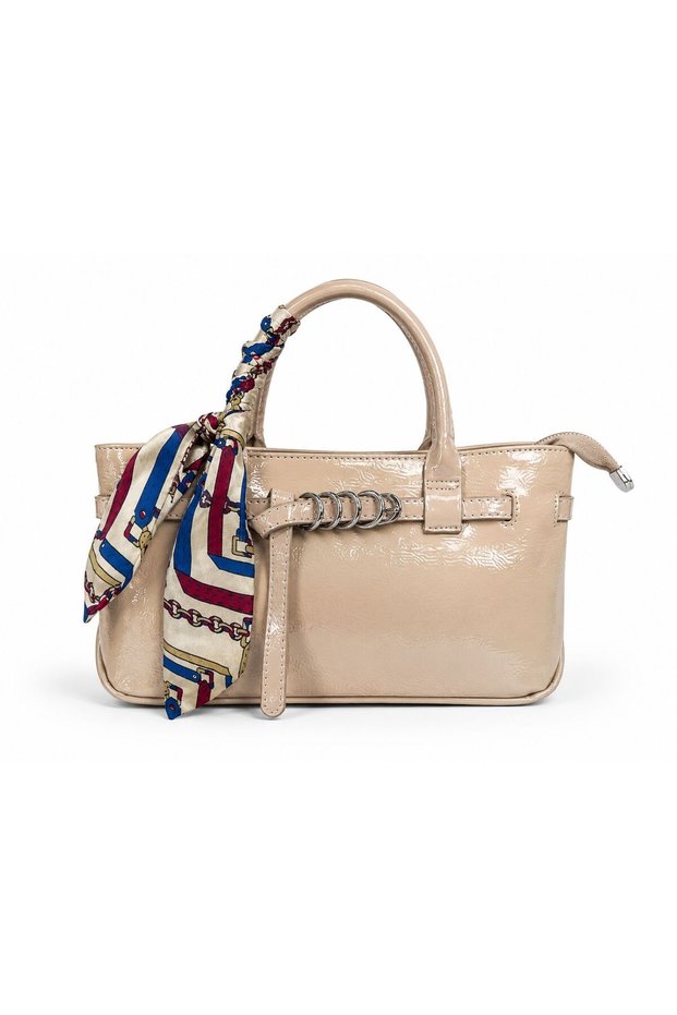 Stylish Shoulder and Hand Bag with Scarf Detail | Daily Bag with Metal Ring Design