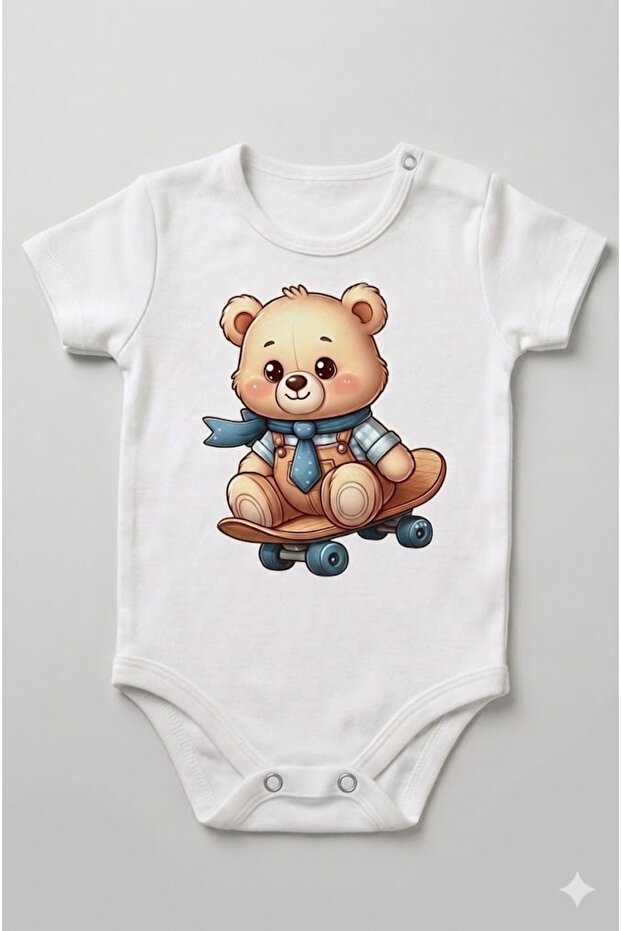 Teddy Bear Patterned Bodysuit Baby Bodysuit Baby Clothing Newborn Gift