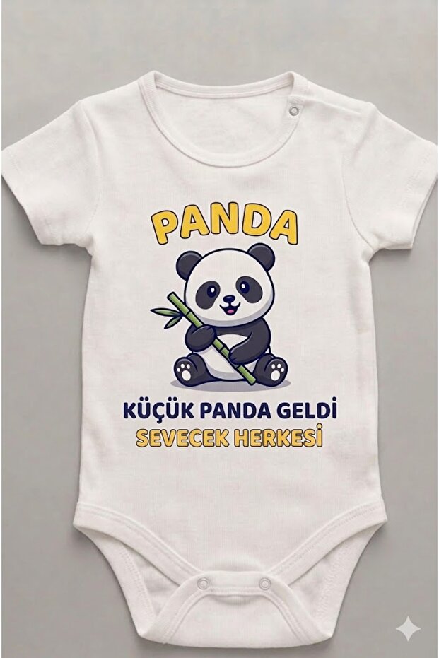 بدلة أطفال مطبوعة عليها عبارة "little panda came" بتصميم خاص a8