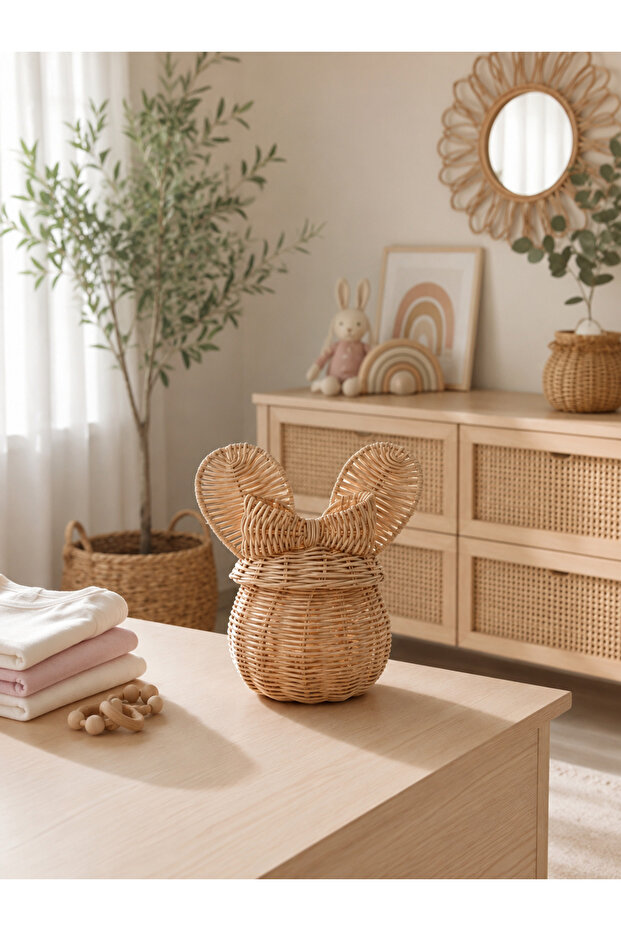 Rattan Bamboo Wicker Bow Basket