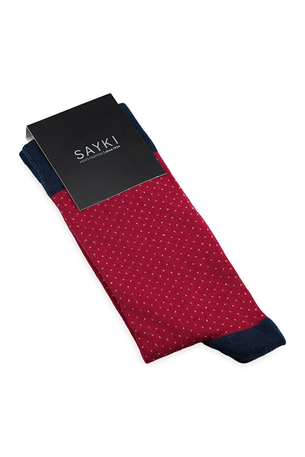 Burgundy Polka Dot Cotton Socks