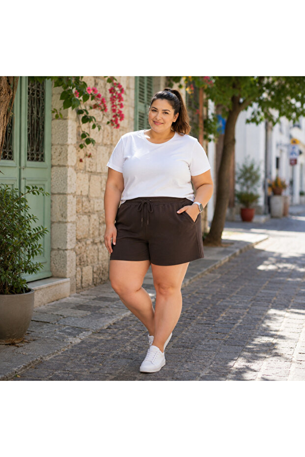 Women's Modal Plus Size High Quality Pocketed Oversized Sports Shorts